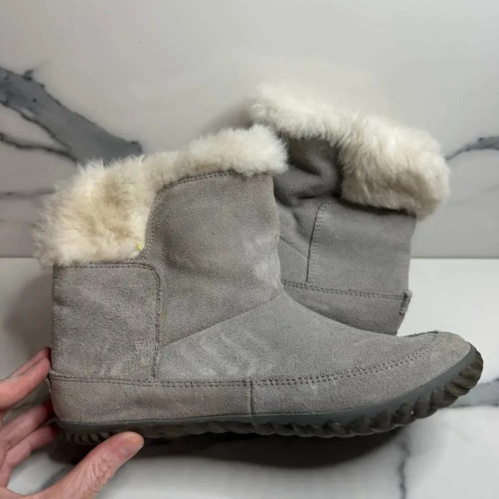 Sorel Women's Gray Suede Faux Fur Lining Out N About Snow Boots Sz 9.5 Outdoors